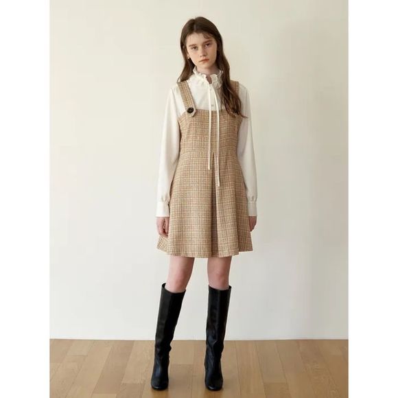 Zara Houndstooth Overall Mini Dress - Picture 2 of 10